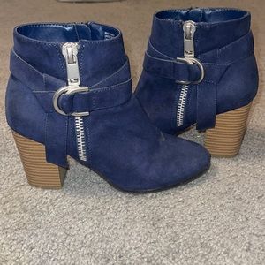 Apt 9 Navy Booties w/ Zipper Closure on inside